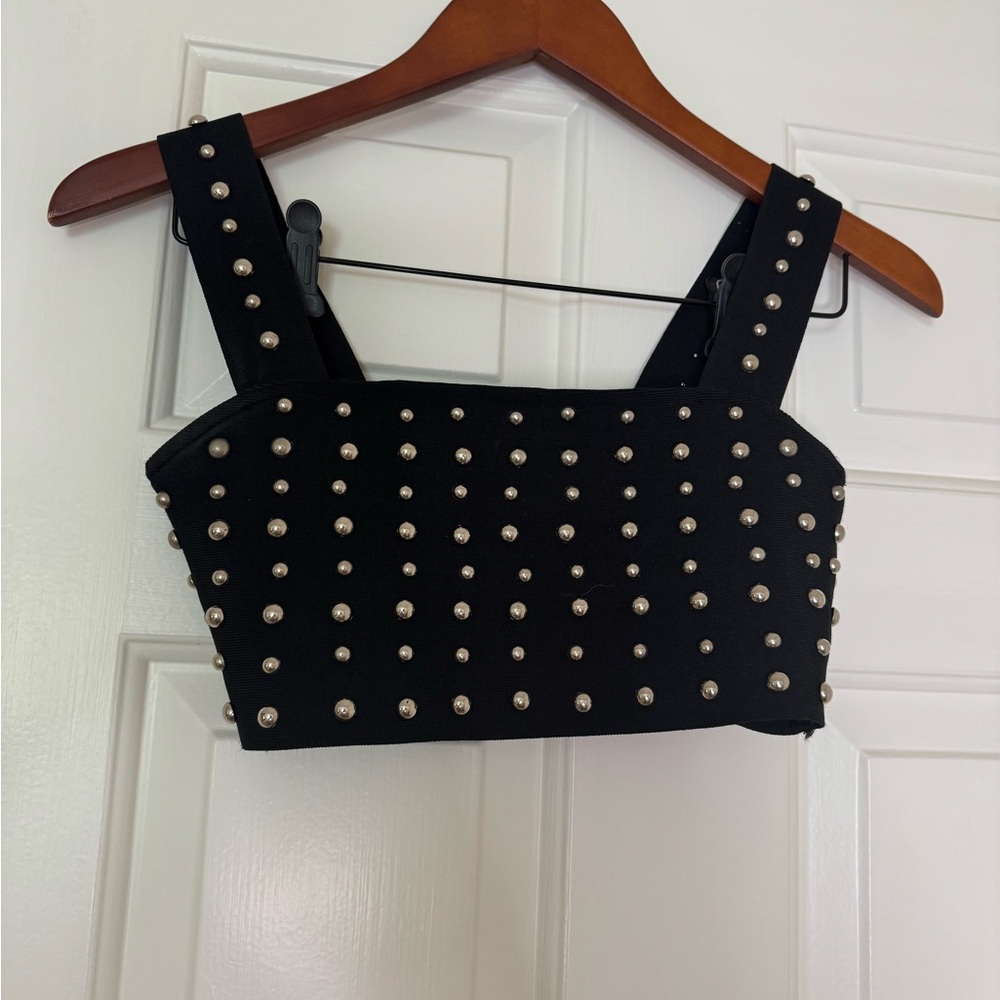 Forever 21 Black Studded Crop Top